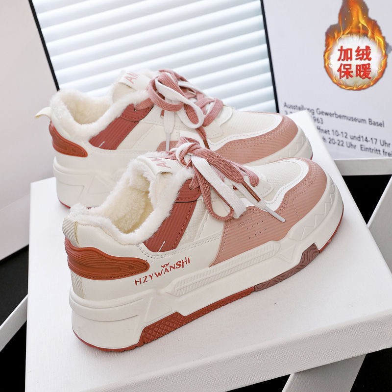 Calentamiento del campus de viento pequeño zapatos blancos zapatos de algodón de mujer 2025 nuevos zapatos de mujer de invierno zapatos de skateboard casuales