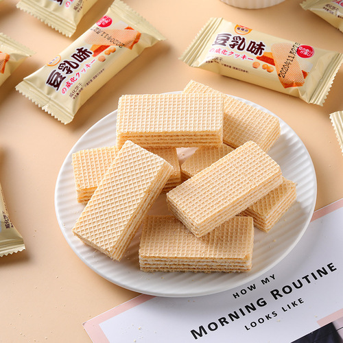 Soy Milk Wafer Biscuits Office Leisure Snacks Afternoon Tea Bulk Wholesale Filled Biscuits Pastry Box