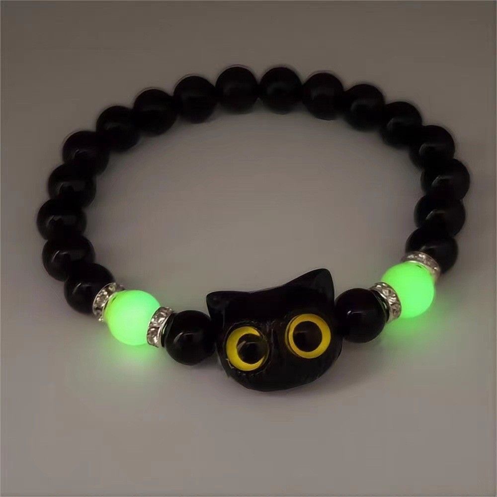 Gato de luz nocturna, brazalete de gato, diseño de pareja, nicho, pulsera de joyas lindas, regalo explosivo