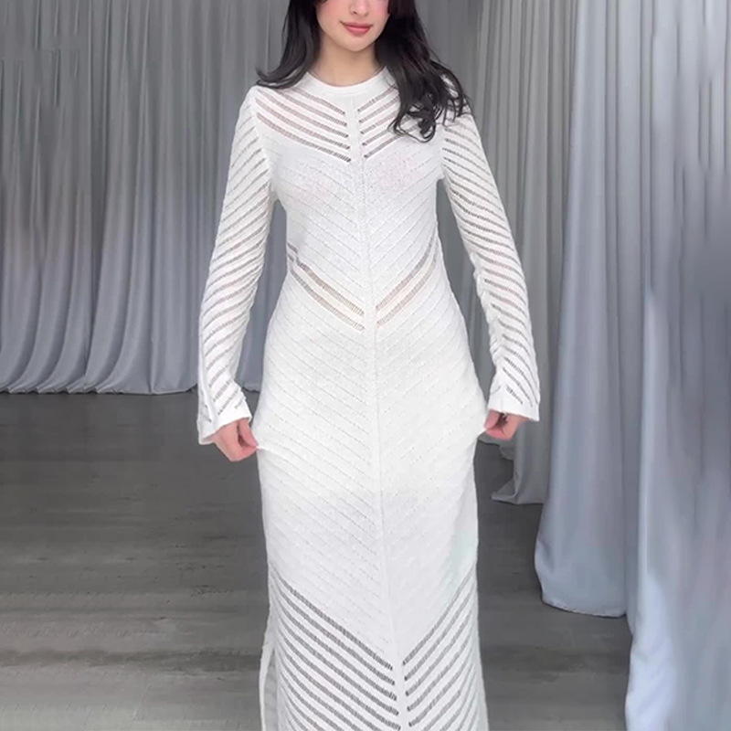 Damen Strickkleid Mit Rundhalsausschnitt Für Den Herbst_voghion.com