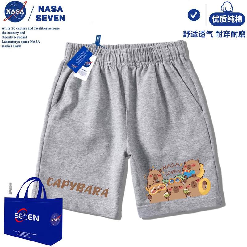 NASA卡皮巴拉纯棉T恤儿童洋气2025夏季新款水豚君短袖男女童上衣|undefined