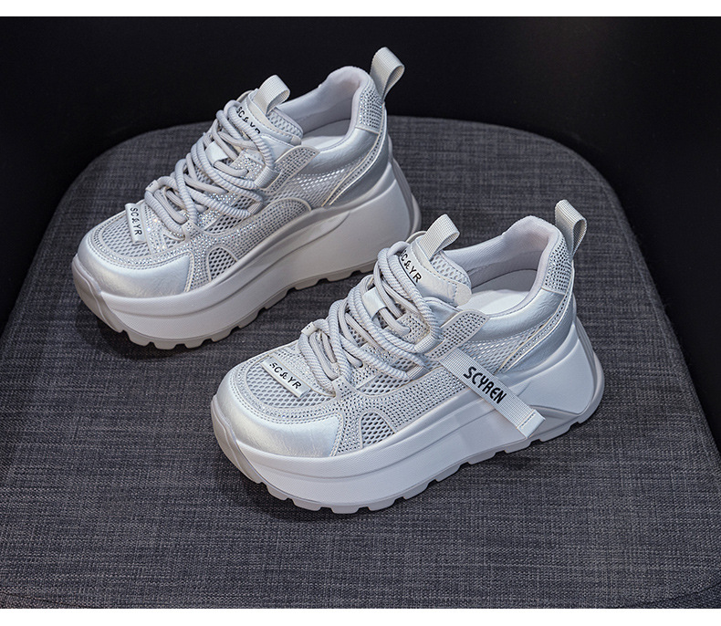 Giày sneaker nữ đế dày lưới thoáng khí phong cách retro — Xám 5066, Be 5066, Hồng đào 5066 chi tiết 28
