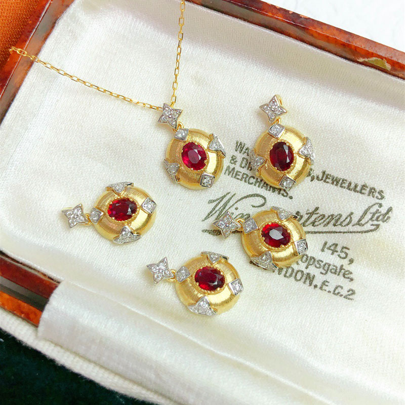 Vintage Style Oval Copper Inlay Artificial Diamond Pendant Necklace 1 Piece