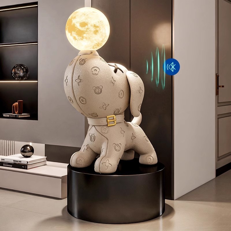 ビーグル犬のリビングルームの装飾品、ハイエンドのリビングルームのテレビキャビネットの横にある床置き犬の装飾、新築祝いのギフト|undefined