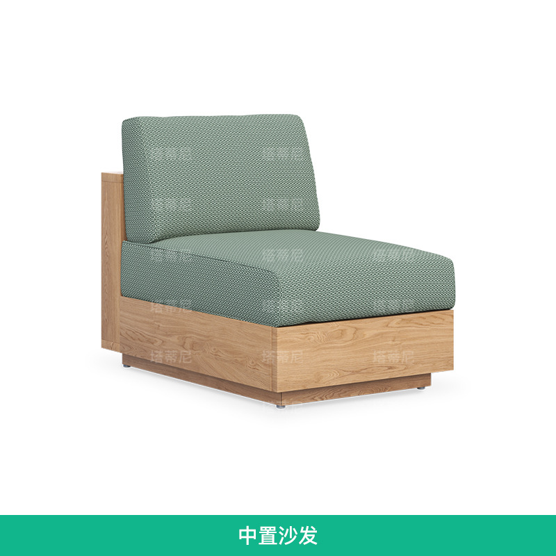Conjunto de sofás de teca para exteriores para patio de hotel, impermeable, resistente al sol, muebles anticorrosivos, sofá de madera maciza para jardín de villa.