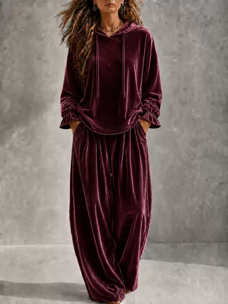 Anno's self-developed 2026 European and American women's clothing new velvet casual autumn and winter long-sleeve two-piece set for Amazon independent stores