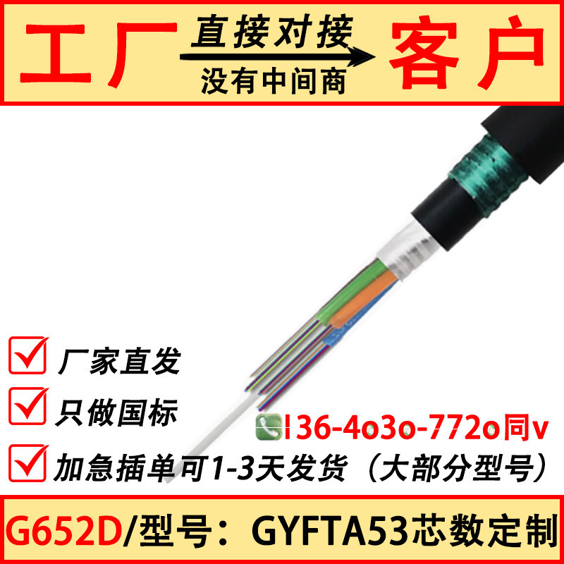 Gyfta53-12B1.3 Direct-Buried Single-Mode Armored Optical Cable Gyftza53-24B1 36B1 48B1 Fiber Optic Cable