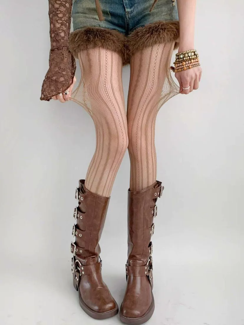 Summer Retro Tights (Women) — Lace Fishnet, One Size, Multiple Patterns