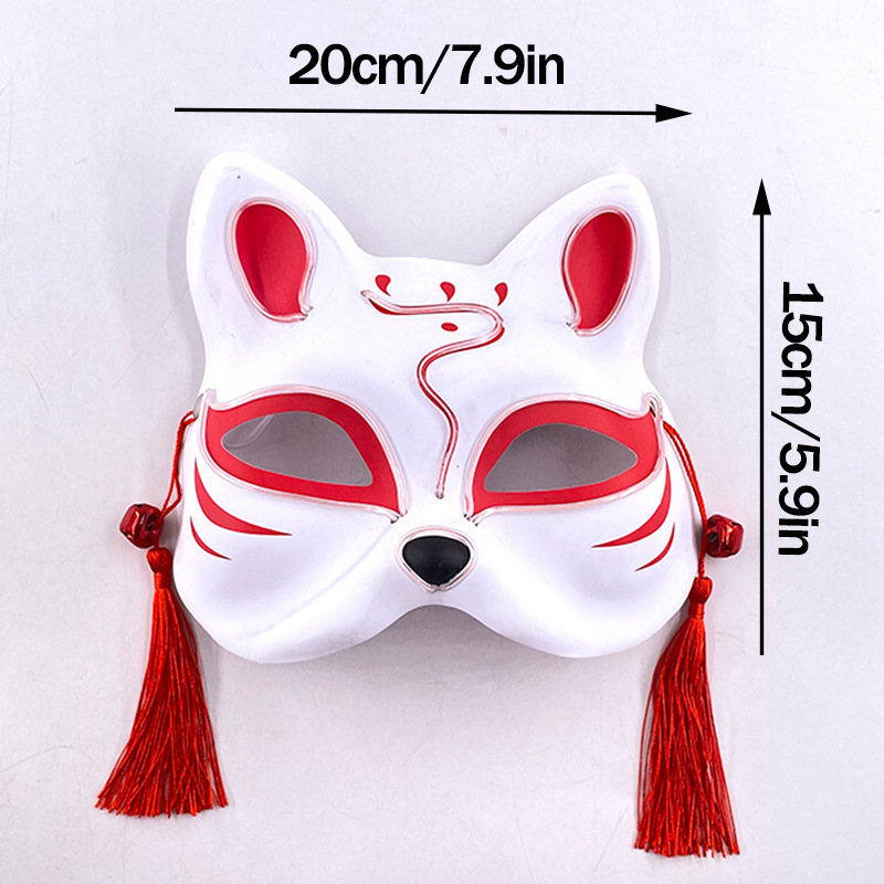 Luminoso LED máscara de zorro japonés máscara rave traje anime media cara gato máscara fiesta esquina