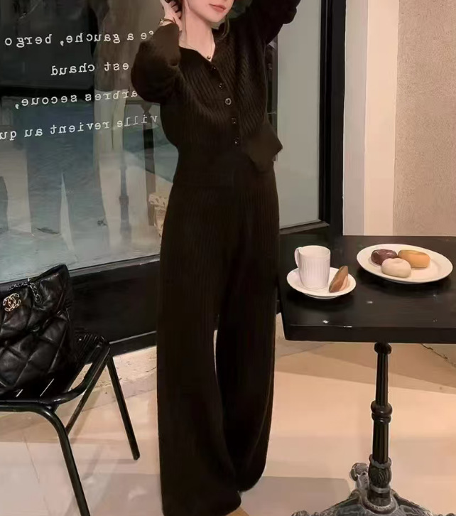 PH50831大爱美依缘2025秋季新款小个子时尚V领上衣阔腿裤两件套女|undefined