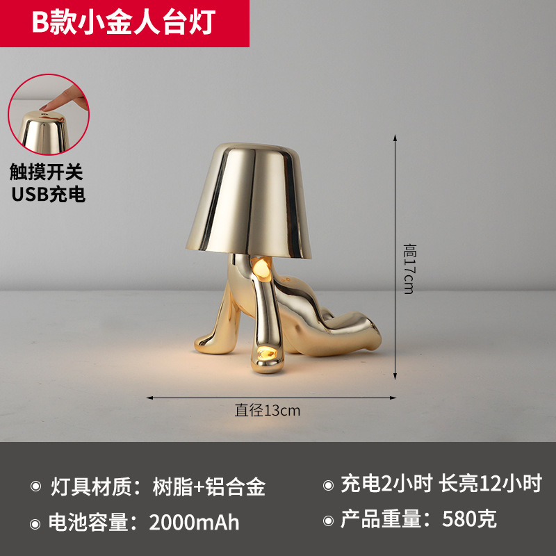 Fábrica transfronteriza Hermanos de oro lámpara de mesa decoración noche luz lámpara pensador