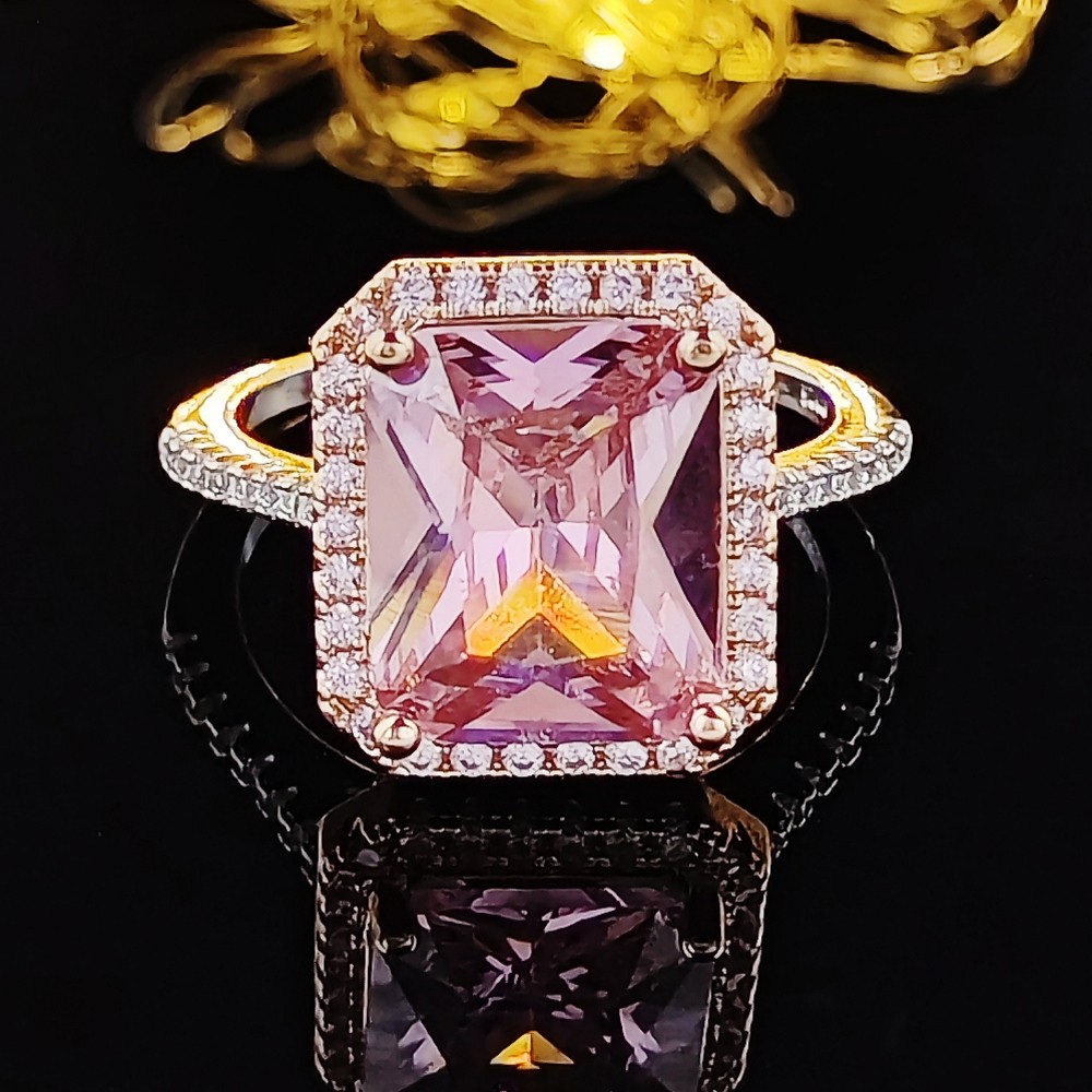 Fashion Square Copper Inlay Zircon Rings 1 Piece