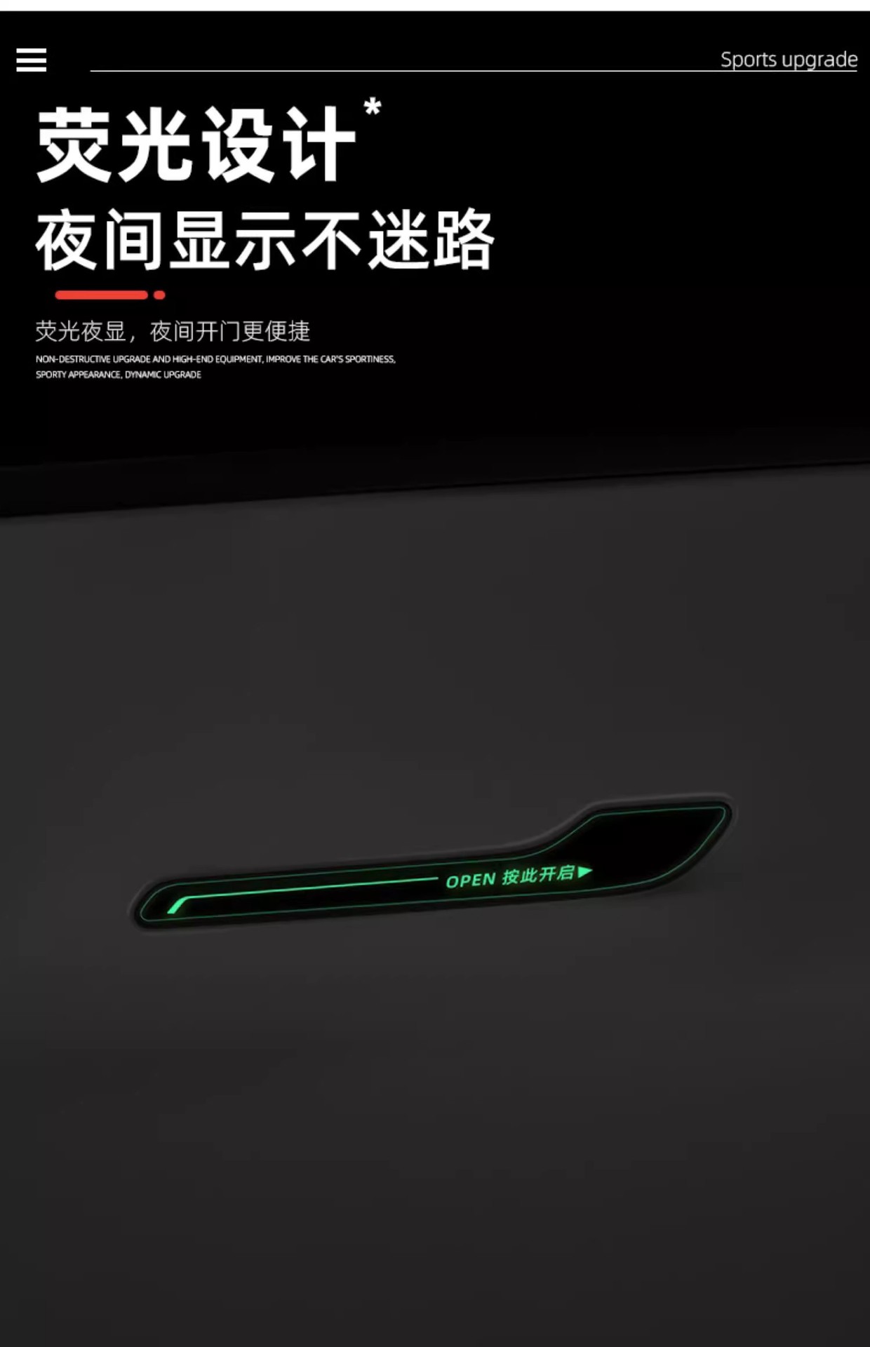 Suitable for Tesla Door Handle Patch Model Y/3 Door Handle Luminous Door Opening Warning Anti-Scratch Modification Decoration