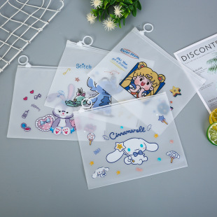 Cartoon packaging bag cute rabbit zipper stationery storage bag student transparent waterproof paper data self-sealing bag