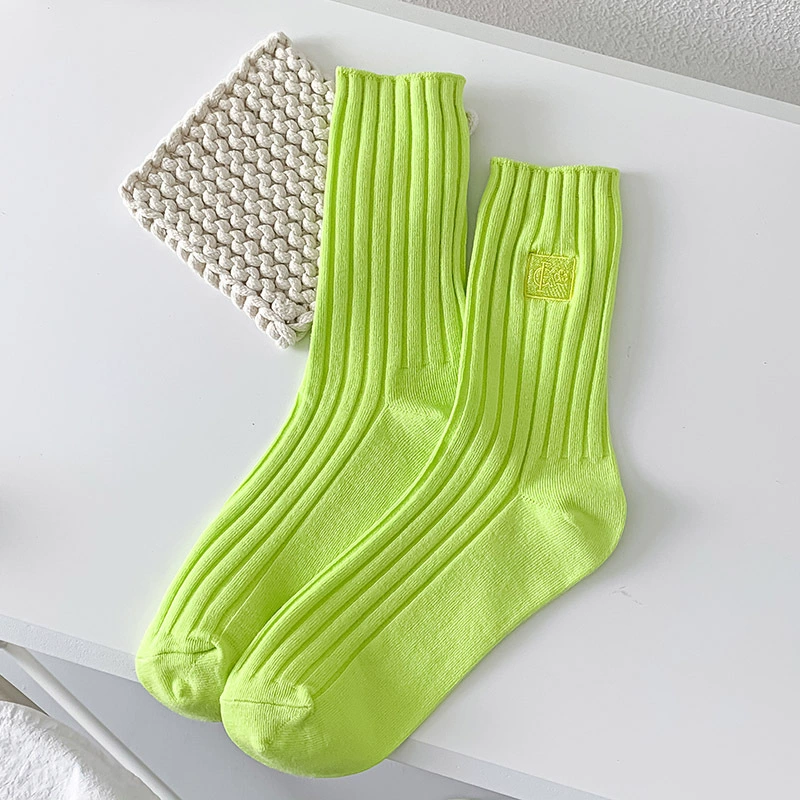 Knee Socks (Tide) Embroidered Fashion Socks, South Korea Style, One Size, Colorful