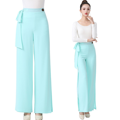 New Dance Modern Ballroom Square Women High-Waist Latin Dance Skirt International Standard Dance Practice Long Pants Social Dance Suit Pants