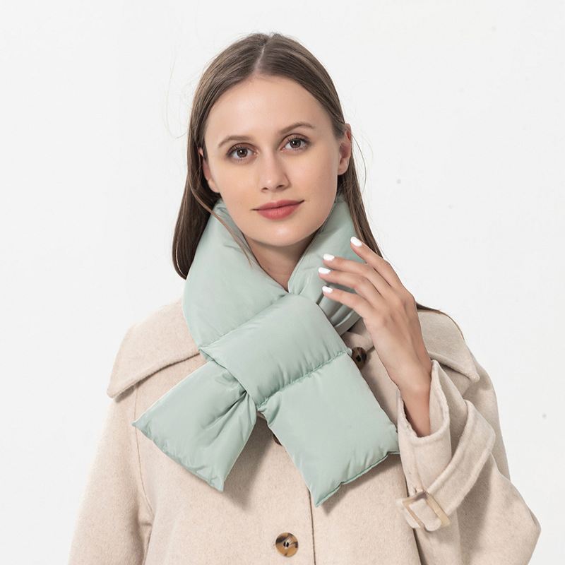 Winter New Feather Velvet Scarf Fashion Solid Color Simple and Fresh Korean Personalized Cross Neck_voghion.com