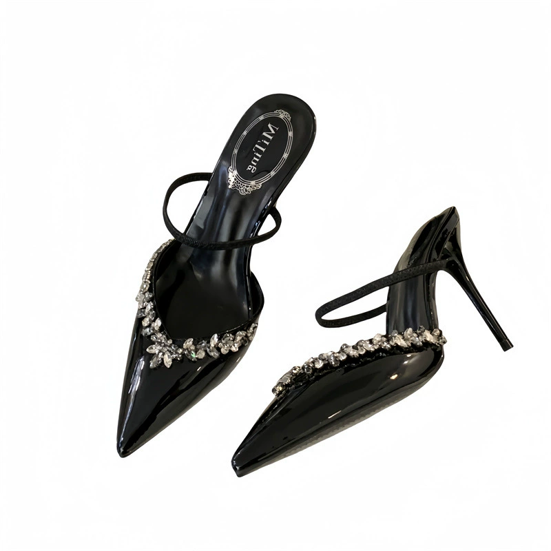 Sandals high heels, footwear, slippers pointy toe, shoes, french style