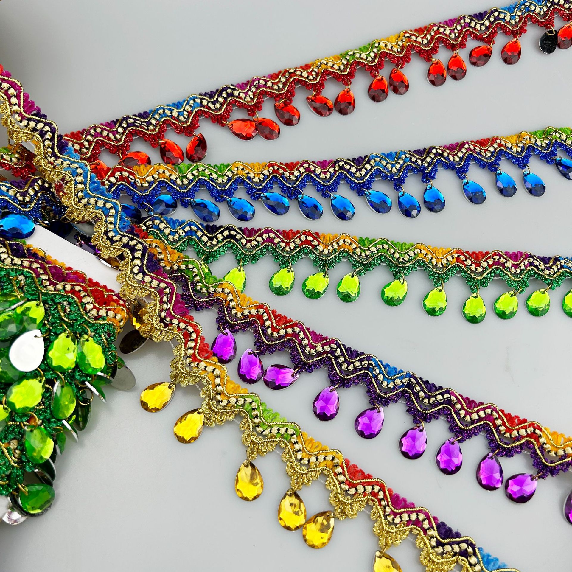 民族风服装串珠花边五彩流苏 货车包边装饰辅料佛堂供桌底边装饰