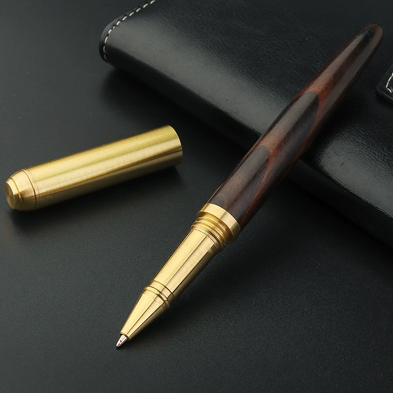 Metal brass rollerball pen sandalwood, calligraphy, gift pen from natural wood