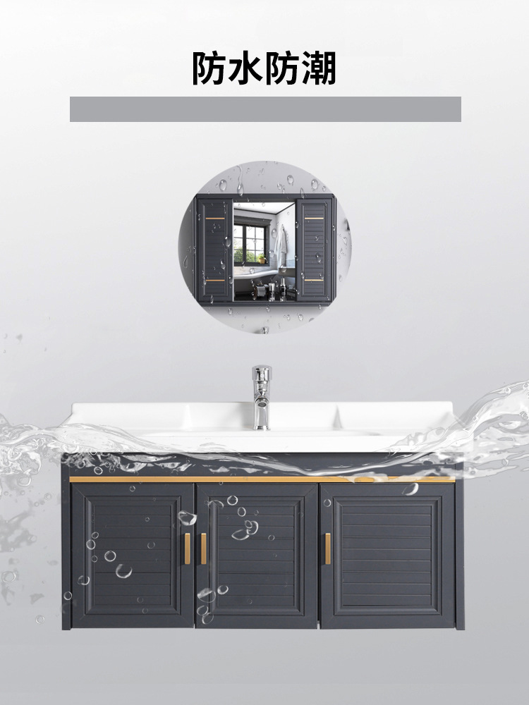 Espacio de baño de aluminio deslizante feng shui espejo gabinete baño montado en la pared inteligente espejo oculto lavabo simple lavabo