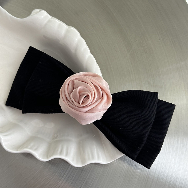 Rosa Rose Schleife Haarnadel Damen High-End Sinn Elegant Haarring Haarseil Pony Clip Seitlicher Clip Haarschmuck_voghion.com