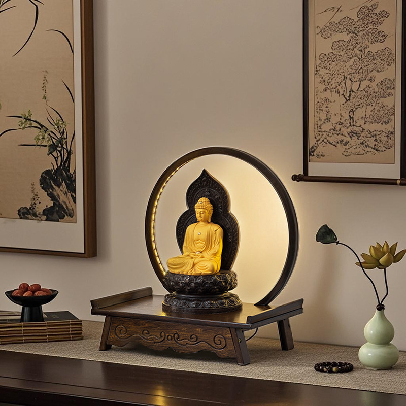 Desktop Small Altar for Home Use, Buddha Statue Offering Table, Guanyin Statue Offering Stand