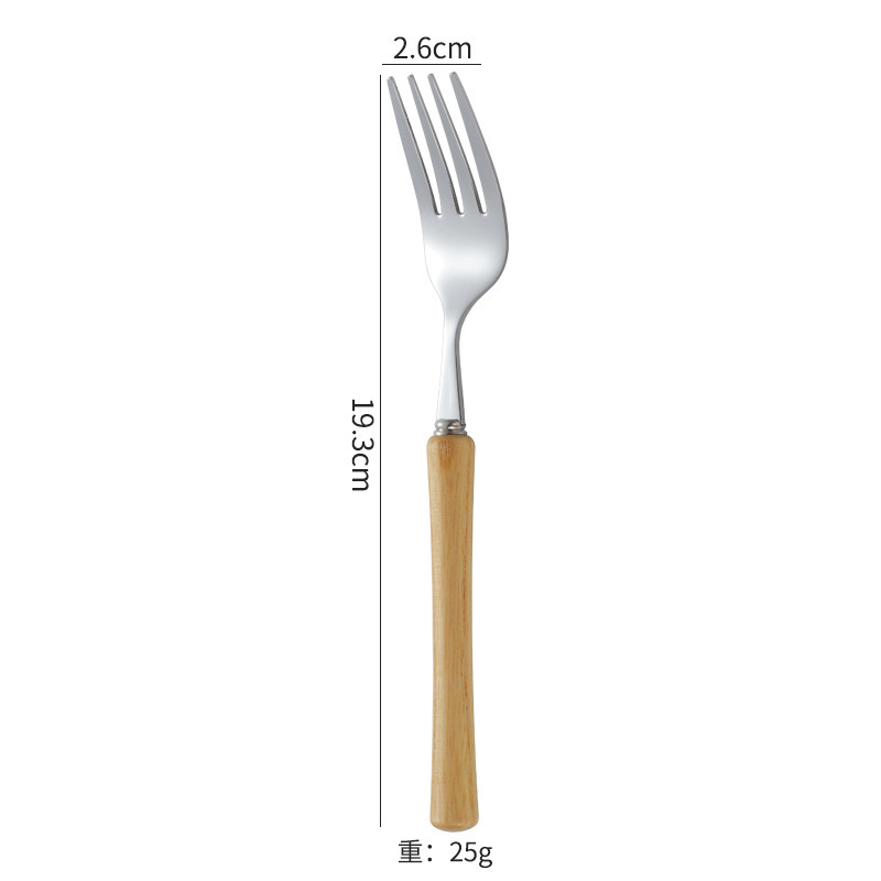 日本製 304 ステンレス鋼のナイフ、フォーク、スプーン、高級木製ハンドル食器、家庭用高見え木製ハンドルステーキナイフ、デザートスプーン|undefined