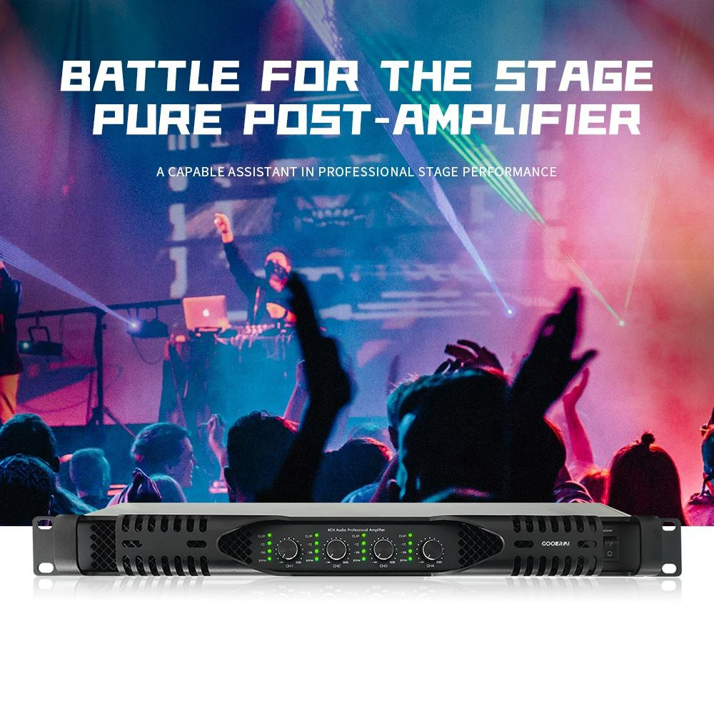 Amplificador de potencia digital de cuatro canales de alta potencia de cuatro canales de alta potencia de clase D de 4 canales de 1300W puro trasero