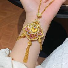 金店同款青云有信锁包吊坠女点钻螺钿锁包项链玲珑花丝球流苏挂坠