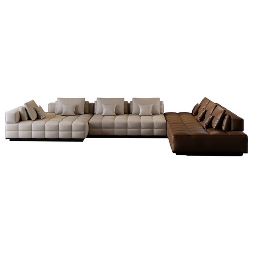 Lawrence sofa first layer cowhide Italian minimalist leather sofa light luxury design large apartment living room sofa