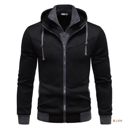 Men's Hooded Stand Collar Pullover Sweatshirt Korean Style Youth Simple Sports Clothing