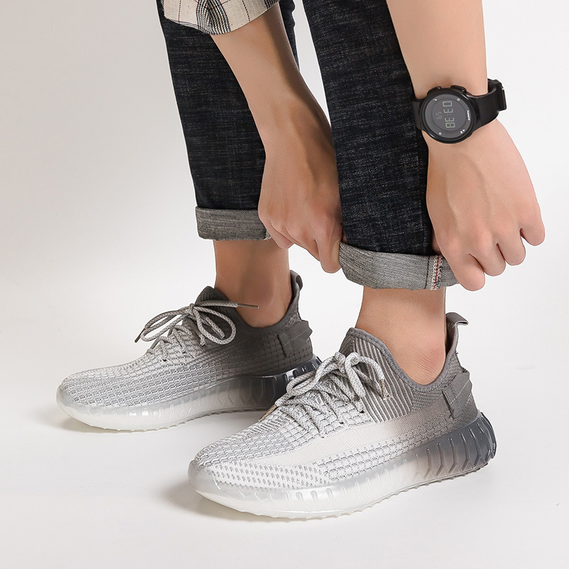 2022 Spring and Summer Couple Coconut Shoes Gradient Color Fly Knitted Sports Shoes Soft Sole Running Shoes Casual Shoes 355