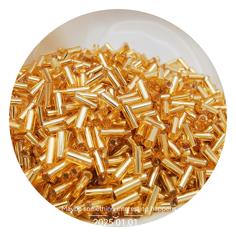 2/3/4mm金银灌银玻璃米珠管珠diy手工串珠材料散珠手链耳饰品配件|undefined