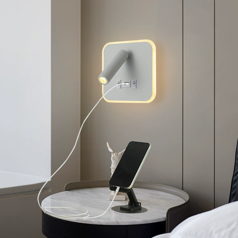Minimalistic LED reading for hotel, light strip, switch key, sconce for bed