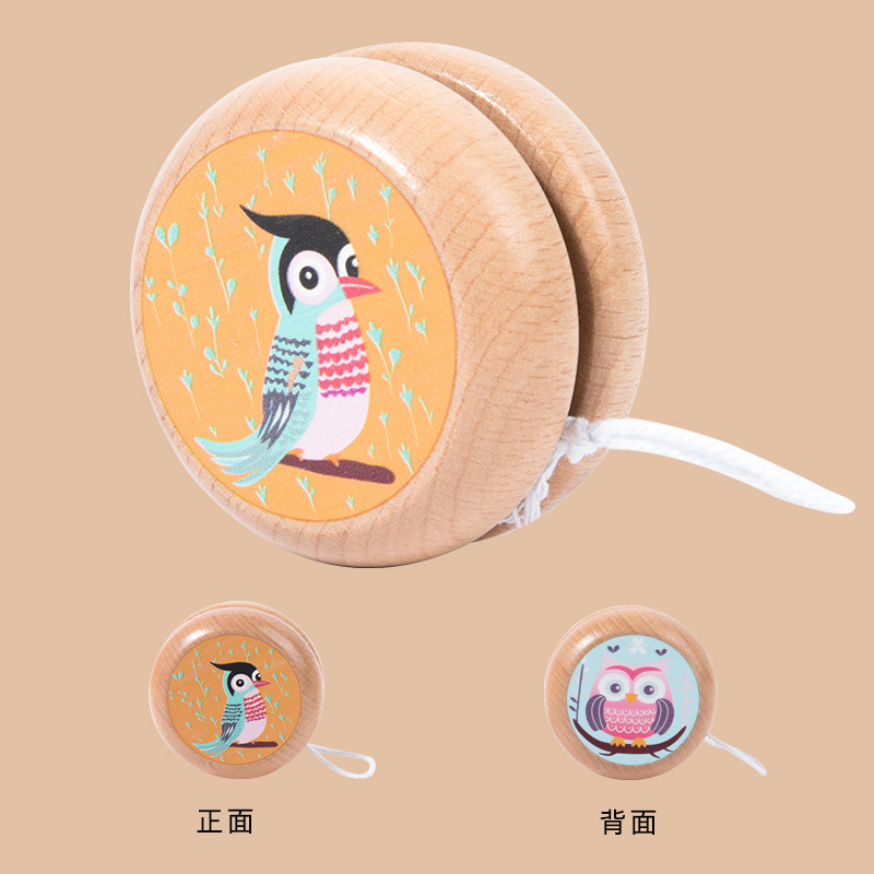 Yo-yo de madera lindo juguete de dibujos animados para niños estudiantes de primaria tradicional nostálgica clásica swing yo-yo bolas pequeños regalos