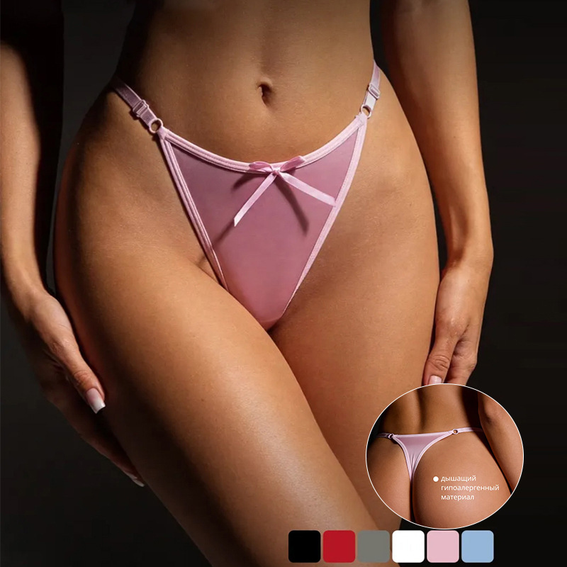 European and American Style Sexy Satin Silky Hot Thong for Women with Adjustable Thin Straps, Pure Desire Bowknot Peach Butt Panties European and American Style Sexy Satin Silky Hot Thong for Women with Adjustable Thin Straps, Pure Desire Bowknot Peach Butt Panties