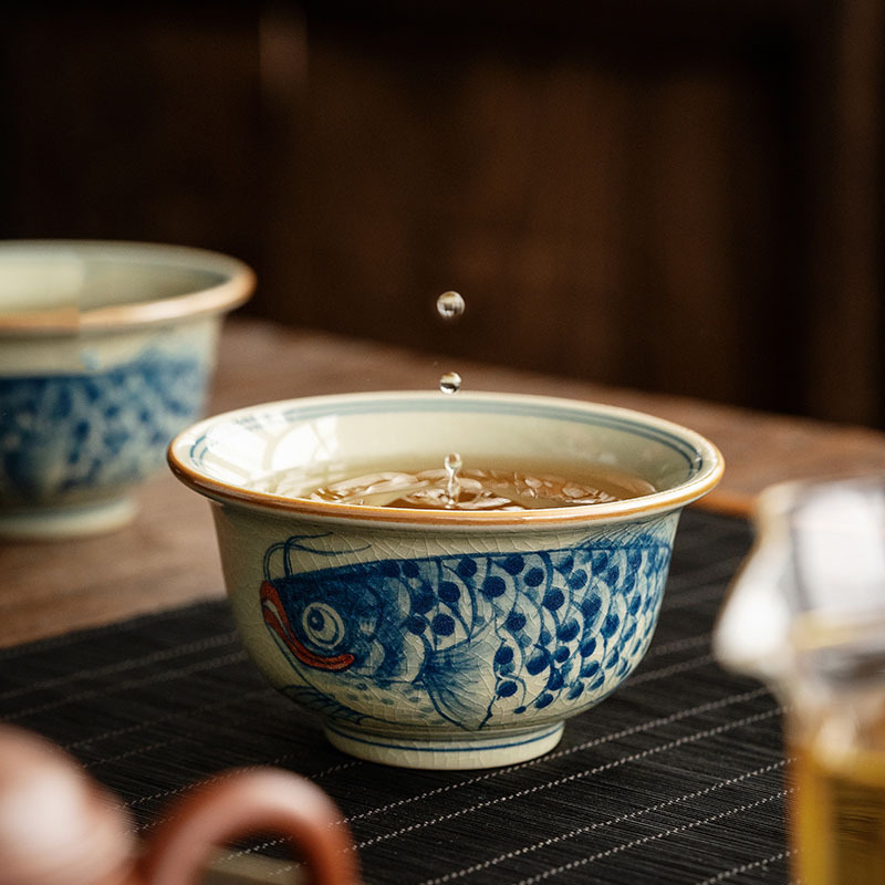 德化手绘金龙鱼压手杯老陶泥主人杯茶杯个人专用陶瓷功夫品茗杯阿里巴巴