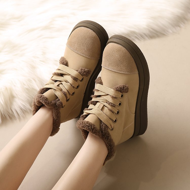Women's Ankle Boots With Low Heels And Plush Lining For Winter_voghion.com