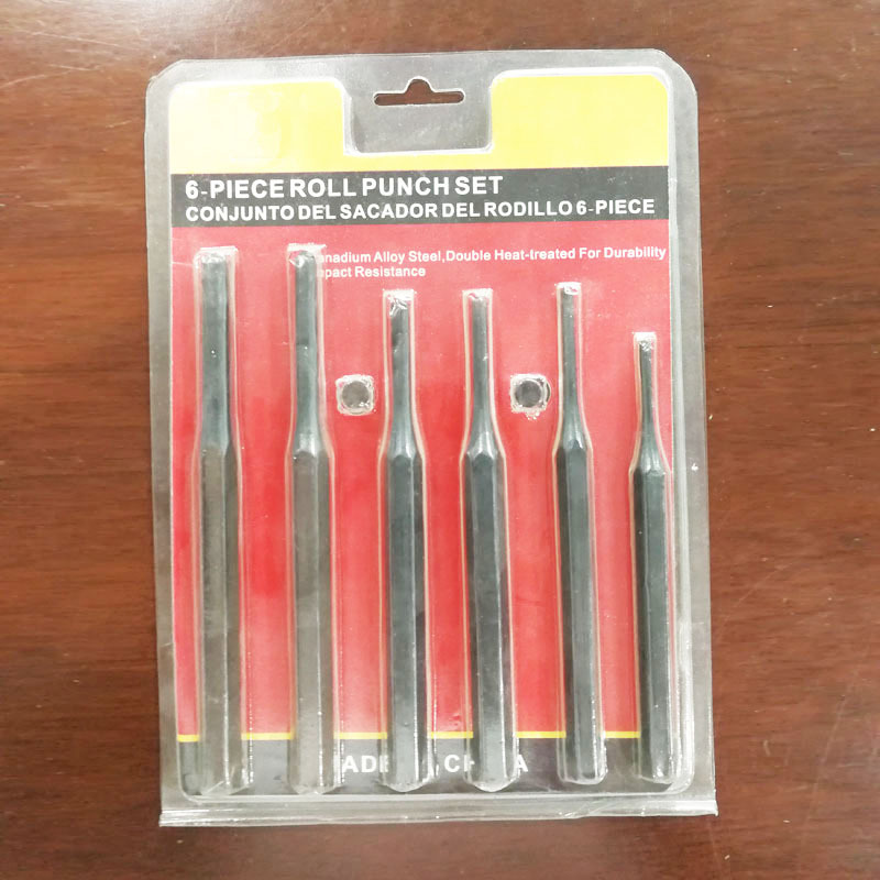 6件套高品质六角钢圆头冲头 圆柱冲 销冲 6pc roll pin punch set