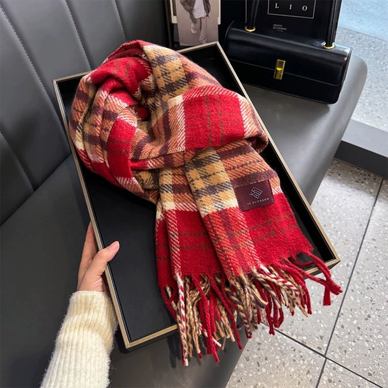 Winter scarf, universal keep warm atmospheric cloak with tassels for elementary school students for beloved, Korean style