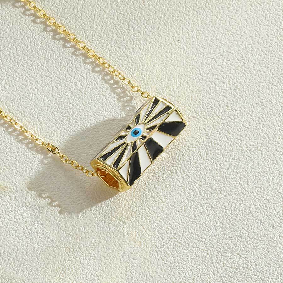 Collier avec pendentif œil du diable dégoulinant, chaîne de clavicule, collier de conception de paume hexagonale de mode de niche_voghion.com