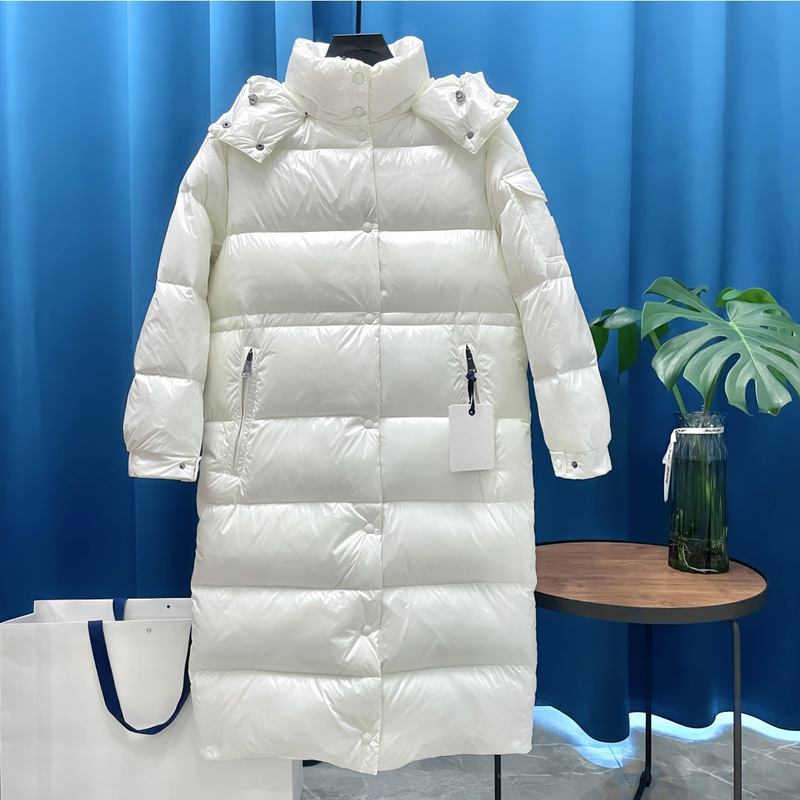 High Version Mengjia Maire New Feather King Long Down Jacket Bright Hooded Down Jacket Men's and Women's Hooded Warm