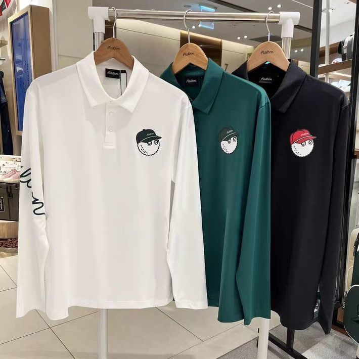 25新型韓国風春夏男性服ゴルフスポーツ服気質折り襟長袖tシャツカジュアル上着|undefined