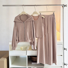 2025实拍秋季新款女式休闲卫衣套装外套三件套