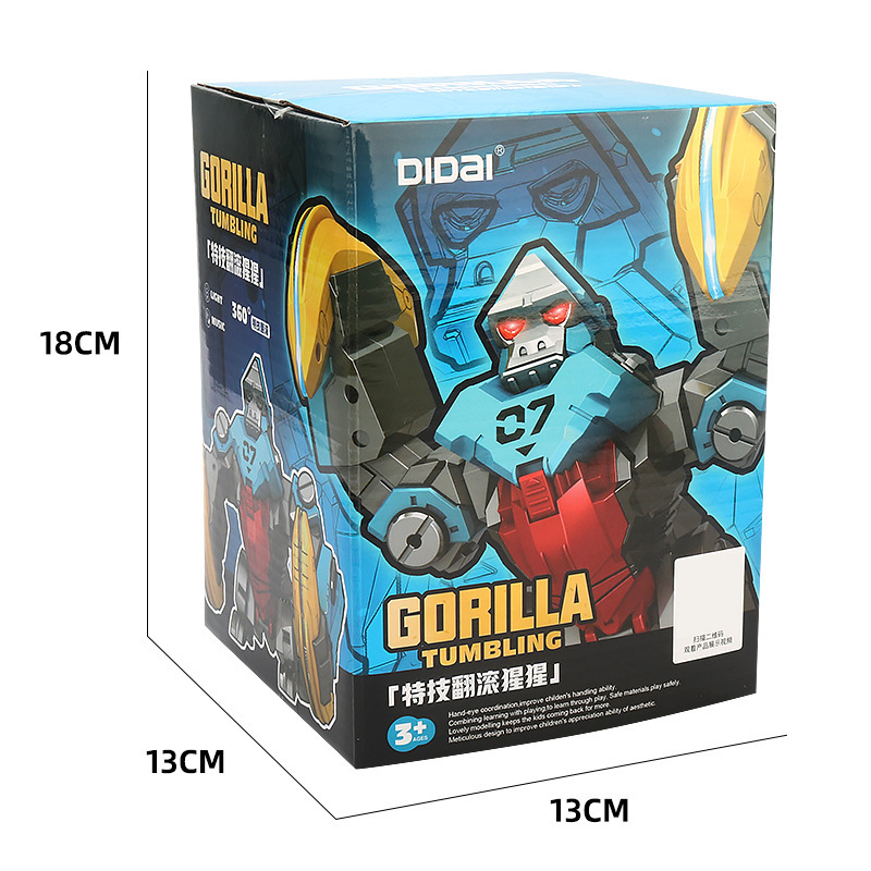 Douyin mismo estilo eléctrico de dibujos animados pequeño orangután truco de 360 °, luz de caída, música, juguetes para niños, puesto al por mayor