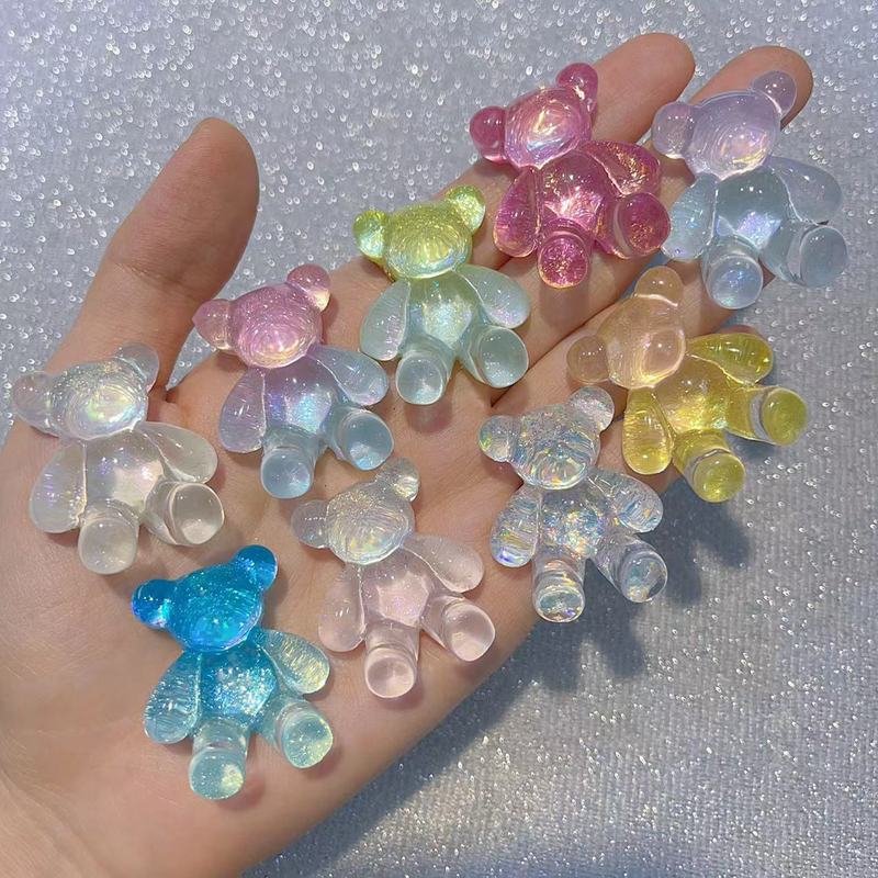 【双色冰透坐坐大熊】卡37×30mm萤火虫夜光 手工DIY饰品-树脂|undefined