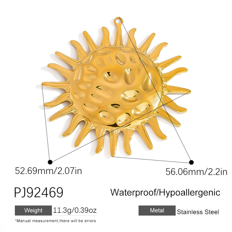 跨境不锈钢DIY配件夸张大太阳海星滴油花朵方牌彩虹项链吊坠|undefined