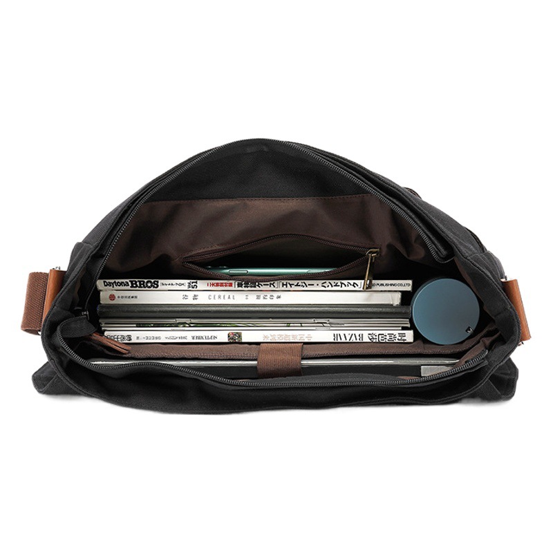 Men's cotton canvas bag pure cotton retro men's shoulder bag European and American fashion notebook 15.6-inch computer messenger bag