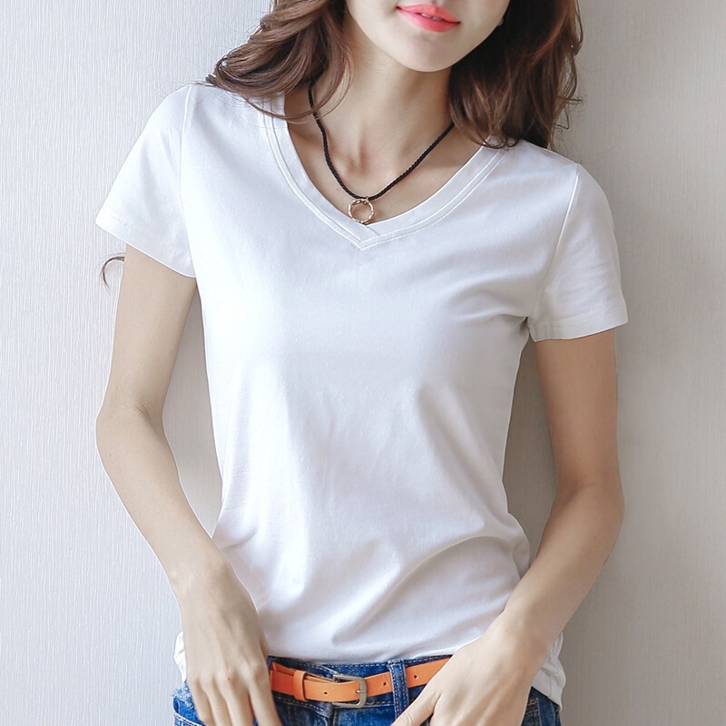 Slim Fit Short Sleeved T-Shirt for Women Women's Slim Fit Short-Sleeved Solid Color T-Shirt